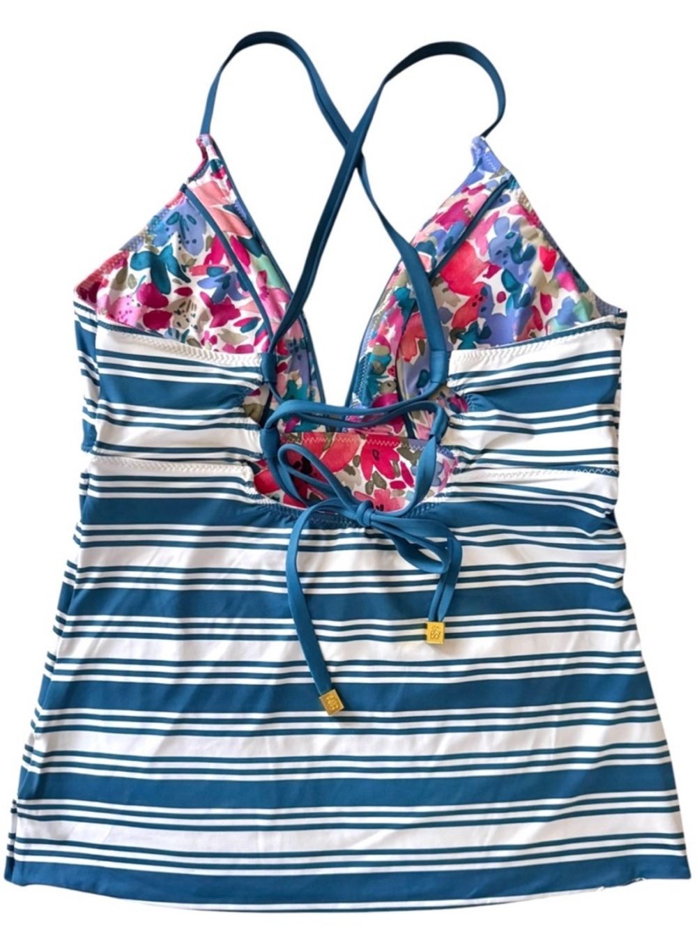 Tommy Bahama Watercolor Floral Reversible Halter Tankini Top - Picture 11 of 14